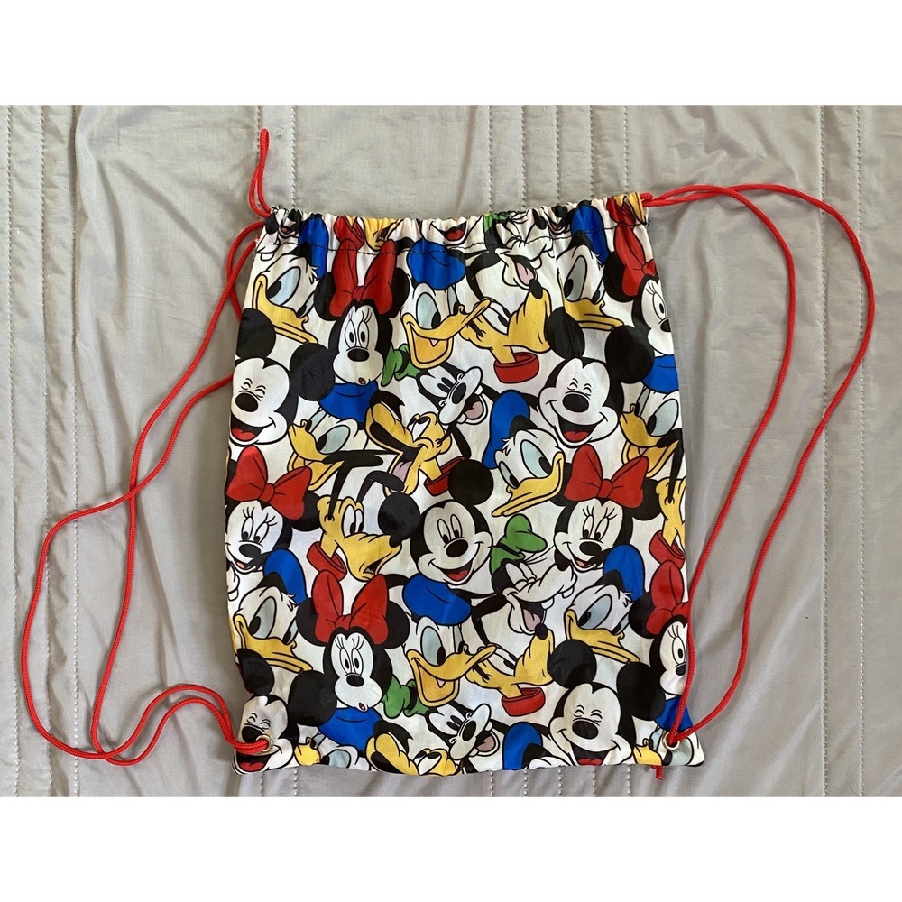 Disney Mickey & Friends Faces Drawstring‎ Bag – Sack Gym Backpack – Official